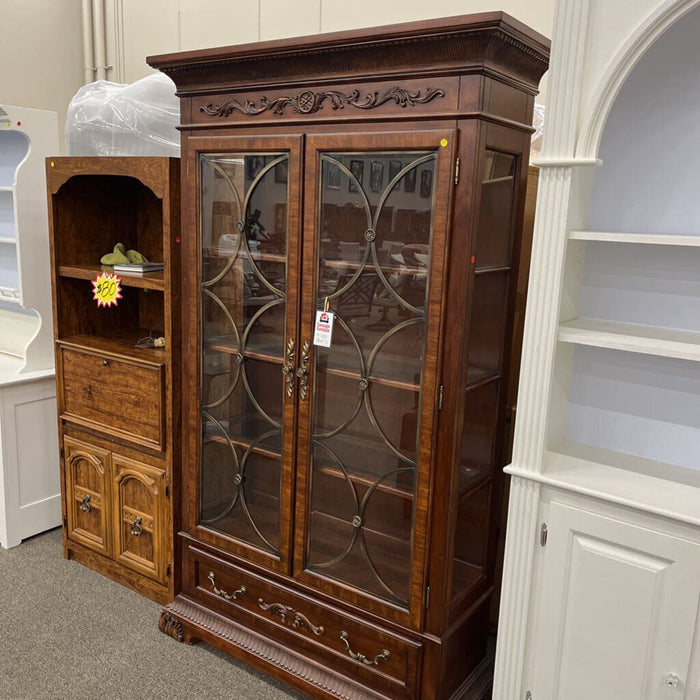 Lg. Carved Curio w/ Drawer