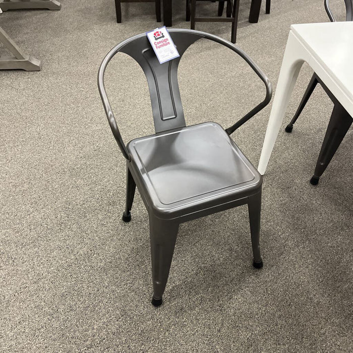 Set of 6 Gray Metal Chairs