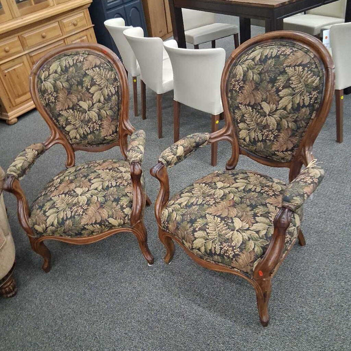 Pair of Vintage Wood Arm Chairs