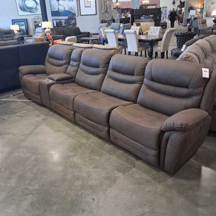 5pc. Brown Uph. Pwh Sectional
