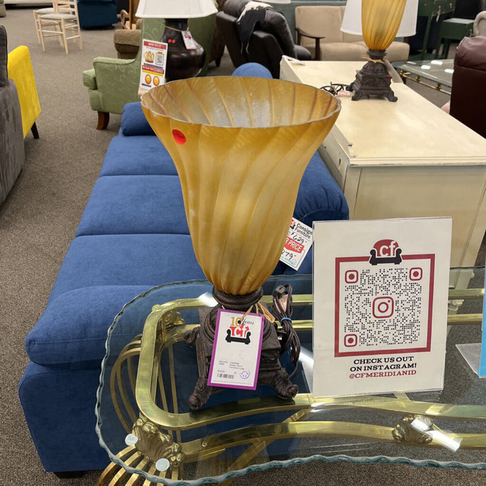 Amber Glass Torchiere Lamp