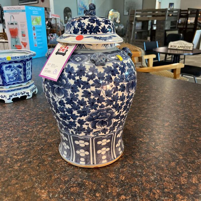 Blue Asian Style Vase w/ Lid