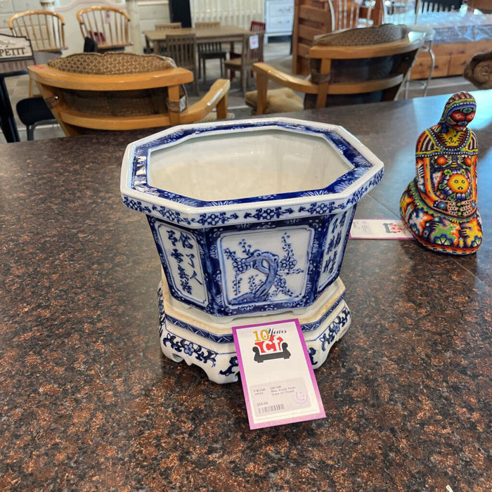 Blue Asian Style Vase w/ Stand