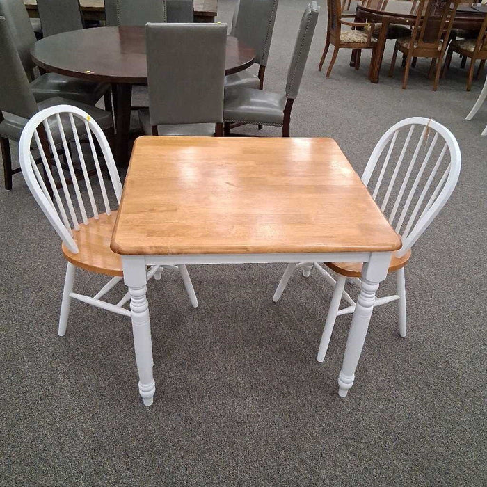 White & Brown Table w/ 2 Chairs
