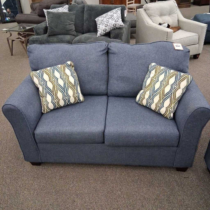 Blue Fabric Loveseat "Wall Street"