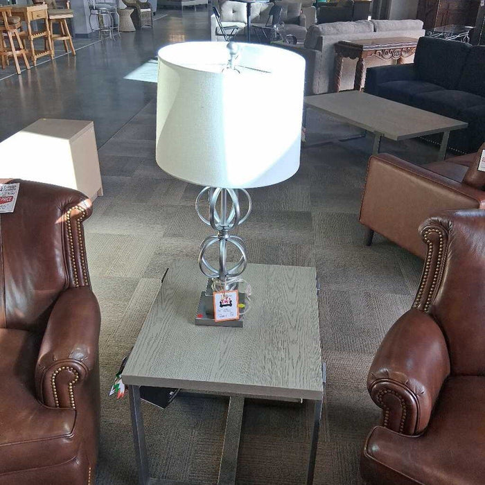 Silver Lamp w/ White Shade