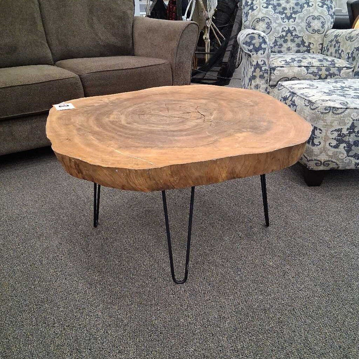Raw Edge Wood Round Coffee Table