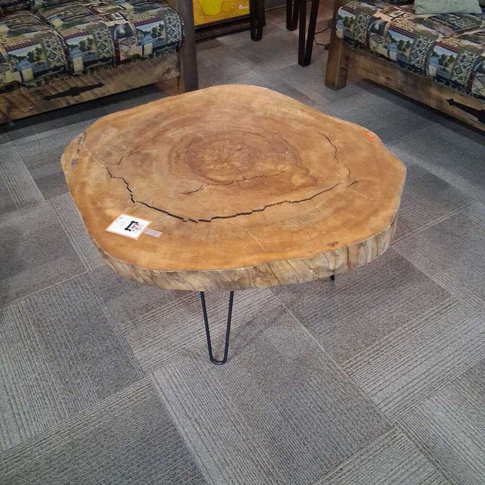 Raw Edge Wood Round Coffee Table
