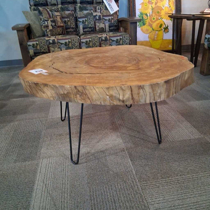 Raw Edge Wood Round Coffee Table
