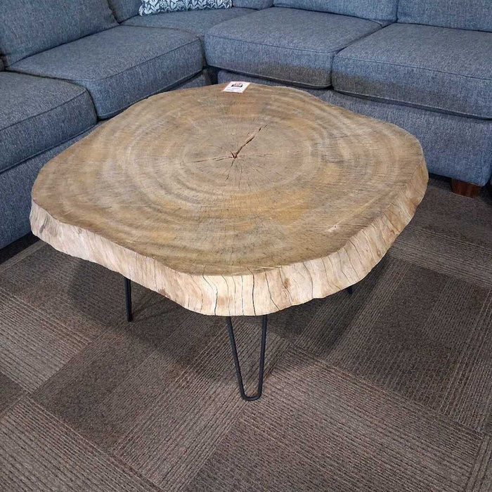 Raw Edge Wood Round Coffee Table