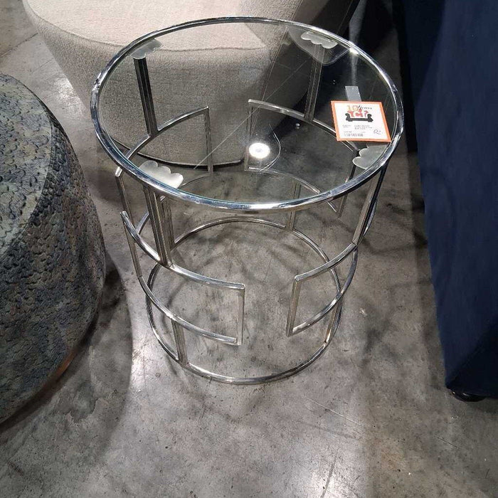 Silver Glass Top End Table