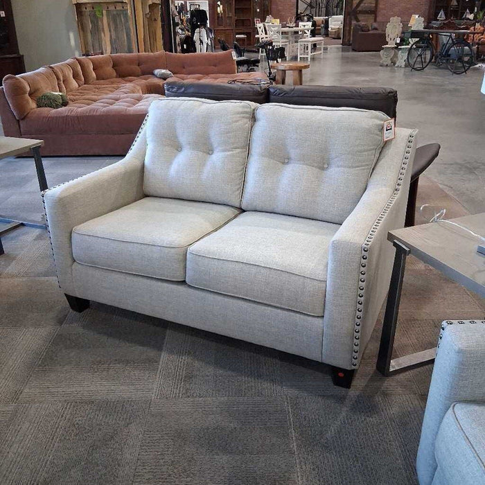Gray Nailhead Loveseat