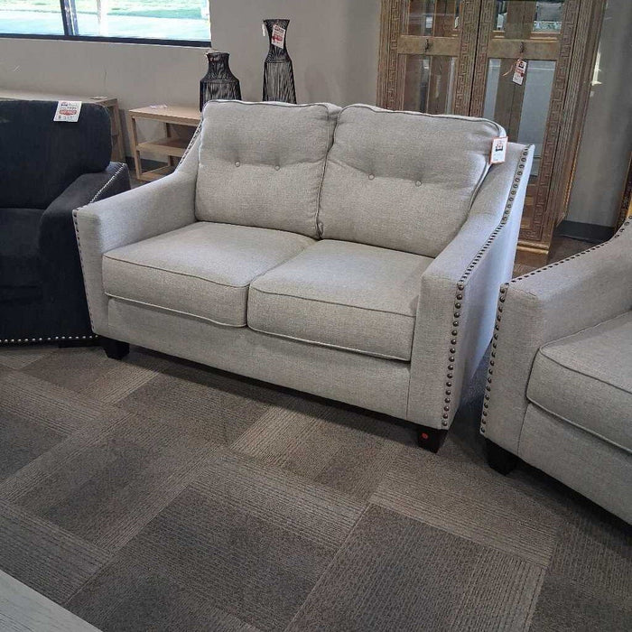 Gray Nailhead Loveseat
