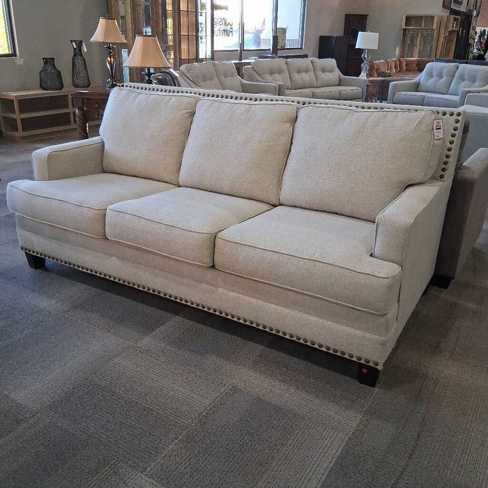 Beige Nailhead Sofa
