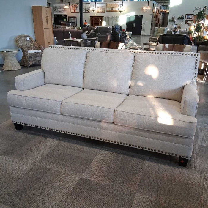 Beige Nailhead Sofa