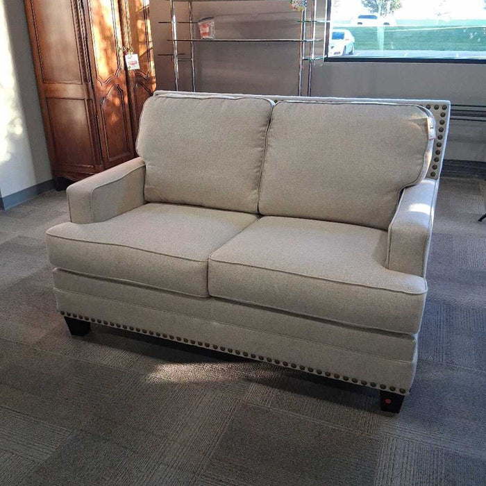 Beige Nailhead Loveseat