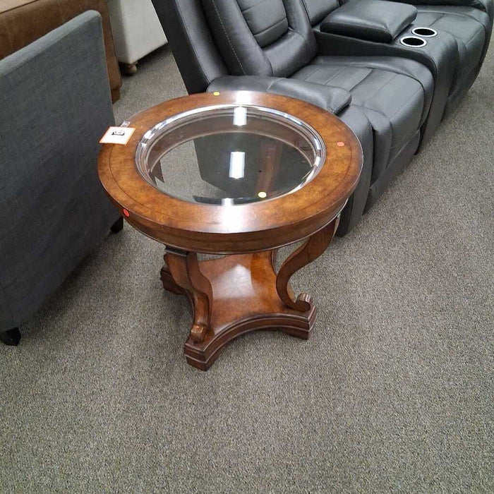Burl Wood/ Glass End Table