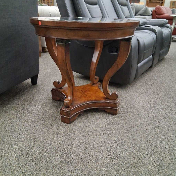 Burl Wood/ Glass End Table