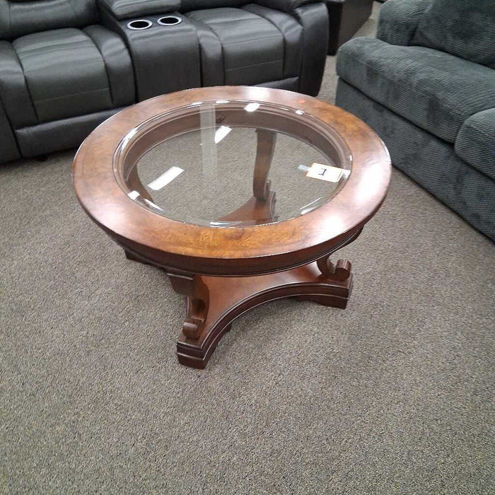 Burl Wood/ Glass Coffee Table