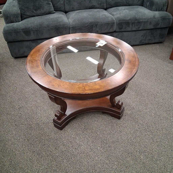 Burl Wood/ Glass Coffee Table