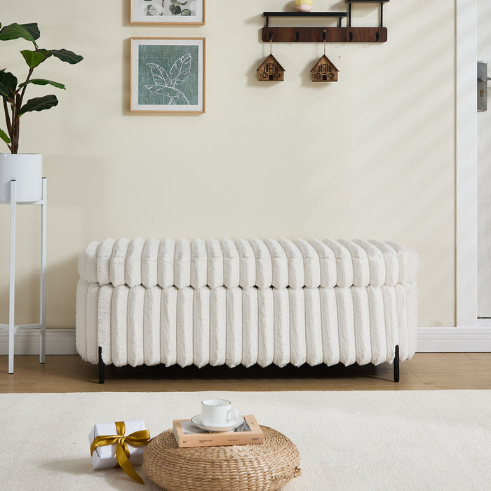 Flip Top Storage Bench With Metal Legs