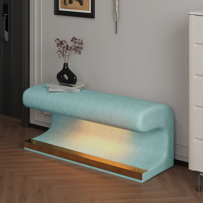 Modern Upholstered Entryway Bench With LED Sensor Light