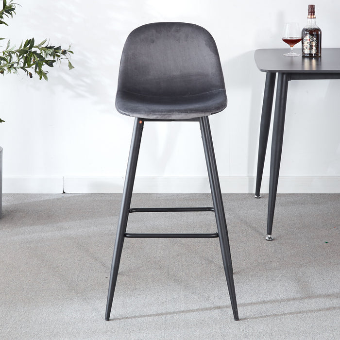Bar Stool (Set of 2) Modern Counter Bar Height Chair With Back, Sturdy Metal Legs & Footrests, Island Stool For Kitchen Bar - Gray