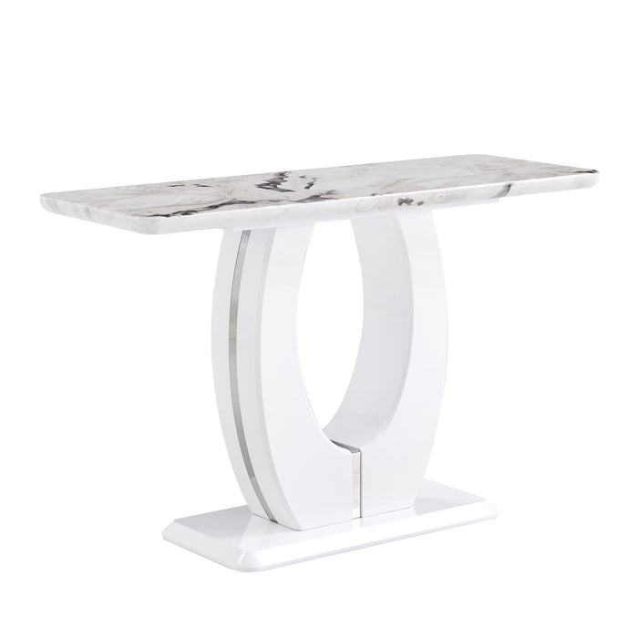 Modern Simple Glossy Rectangular Counter Bar Table For Living Room Bedroom Office Bathroom - White