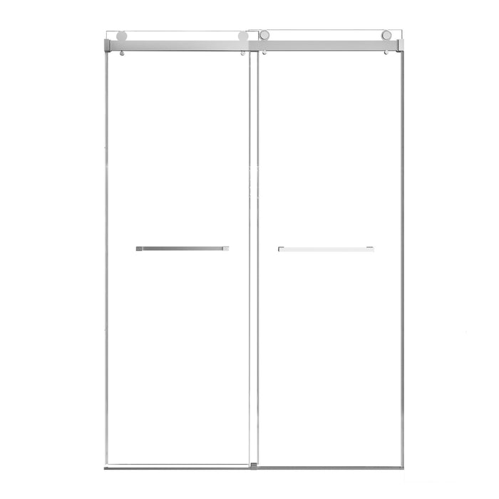 Frameless Double Sliding Soft Close Bathtub Shower Door, 5 / 16" Clear Nano Coated Tempered Glass And 304 Stainless Steel Handle - Brushed Nickel