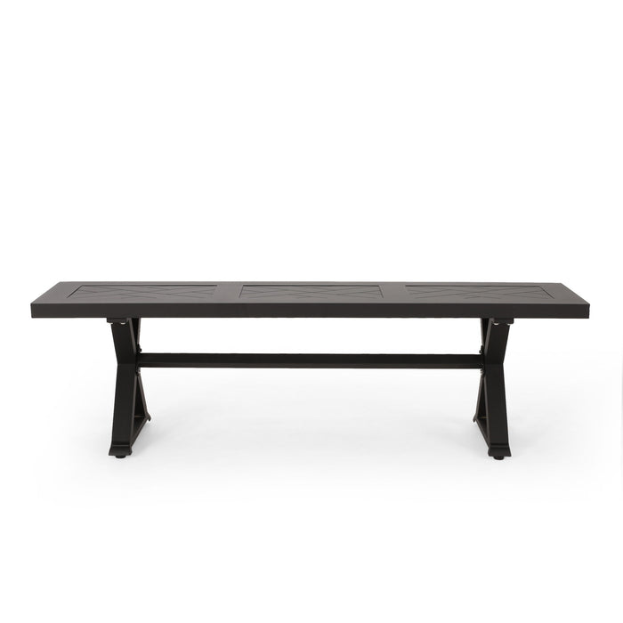 Modern Aluminum Outdoor Dining Bench With X Base