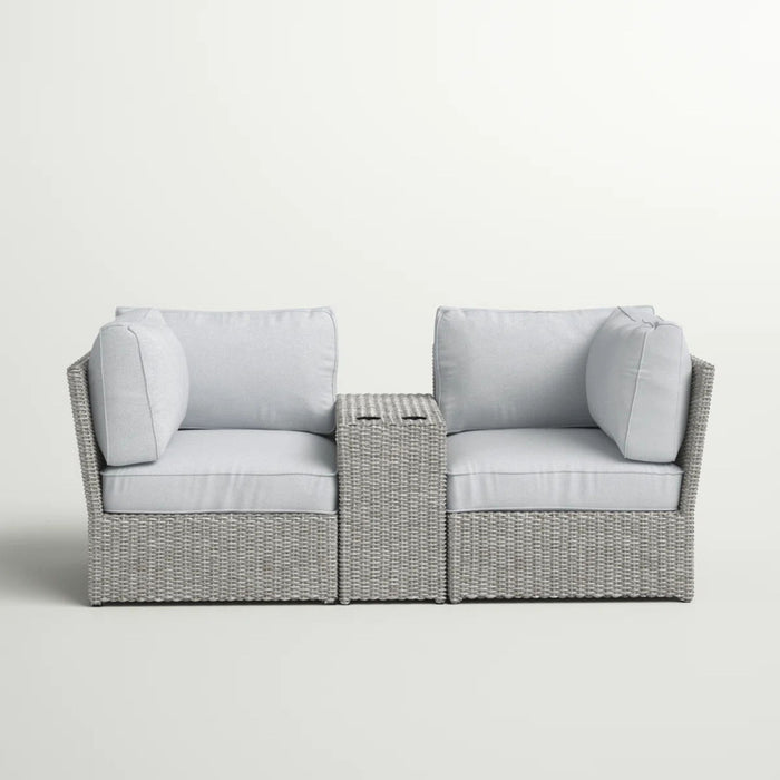 Patio Wicker Sofa Seating Group With Cushions, Weather Resistant - Gray Mix