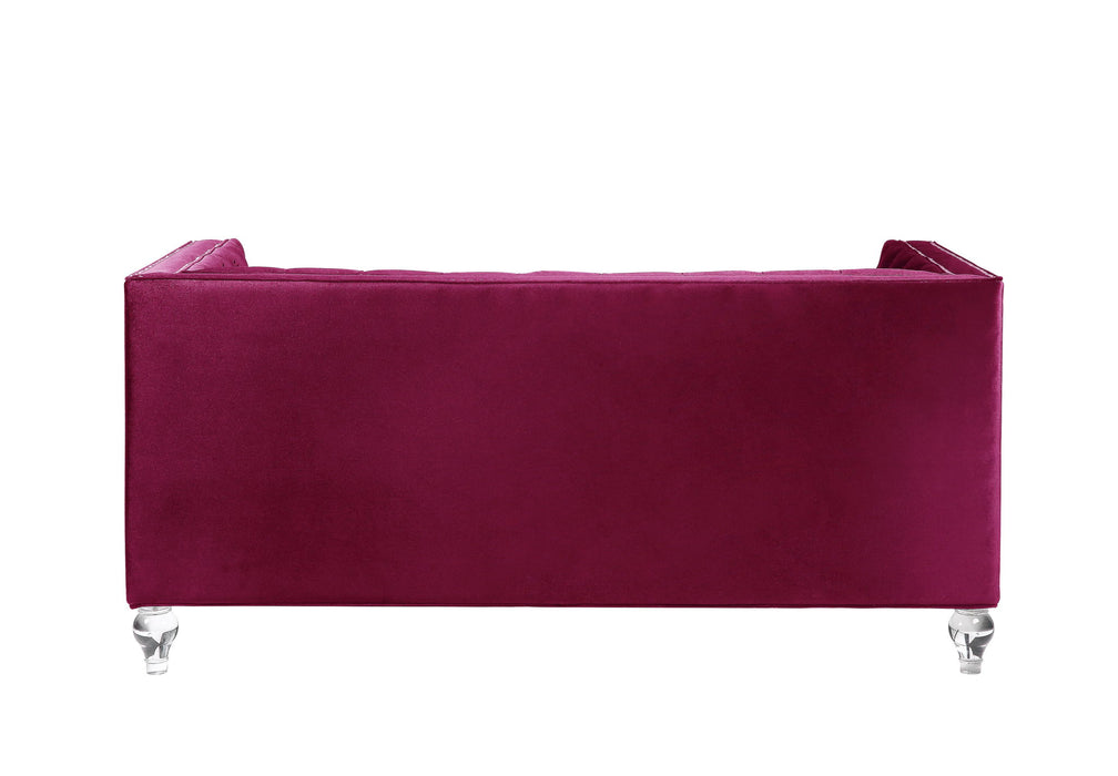 Heibero Loveseat - With 2 Pillows - Burgundy