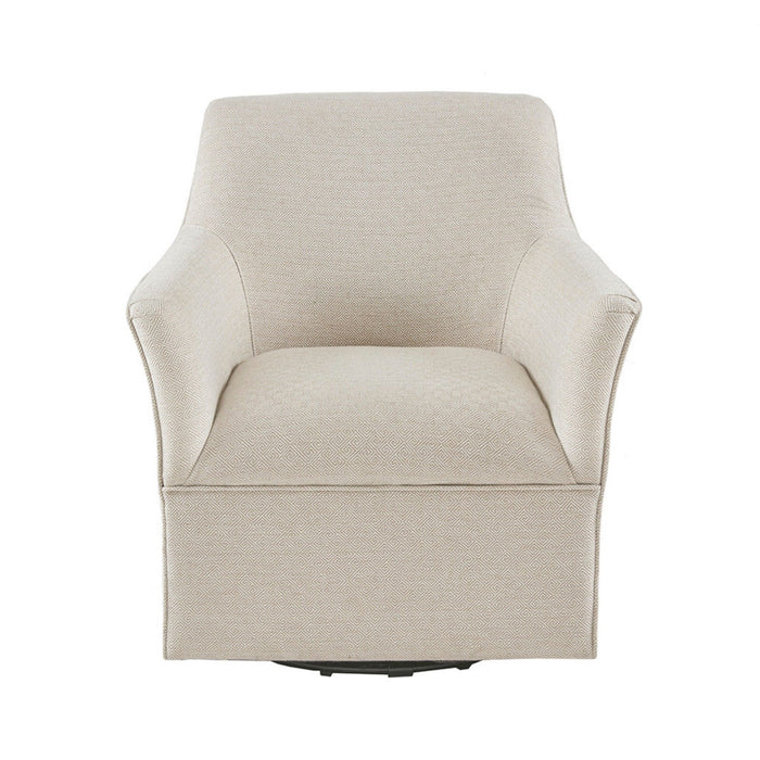 Swivel Glider Chair With 360 Degree Rotation Upholstery Solid Wood Frame - Cream