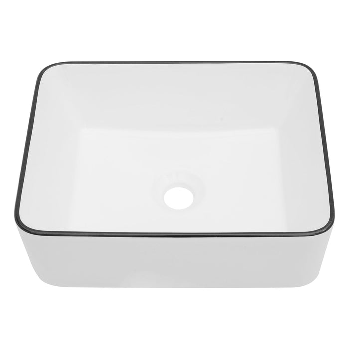 Modern European Style Ceramic Rectangular Vessel Bathroom Sink