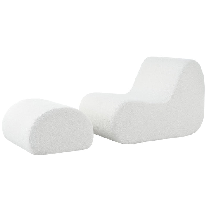 Curved Lounge Chair With Ottoman And High Resilience Foam