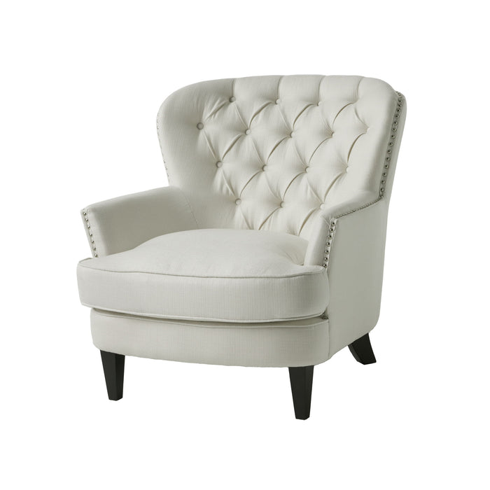 Modern Accent Chair Upholstered Foam Filled Living Room Chairs Comfy Reading Chair Mid Century Modern Chair, Armchair For Living Room Bedroom - Ivory