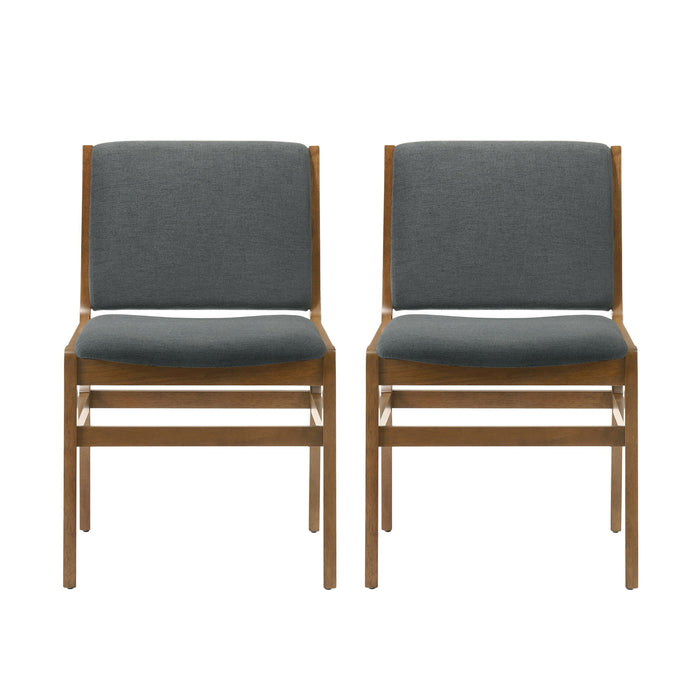 Contemporary Dining Chair Set Upholstered Fabric With Rubberwood Frame