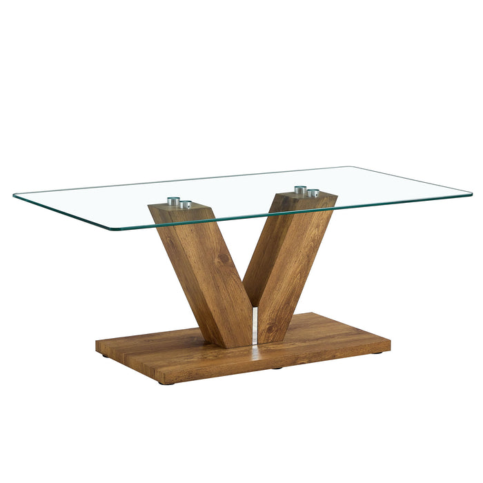 Modern Minimalist Coffee Table With Transparent Tempered Glas