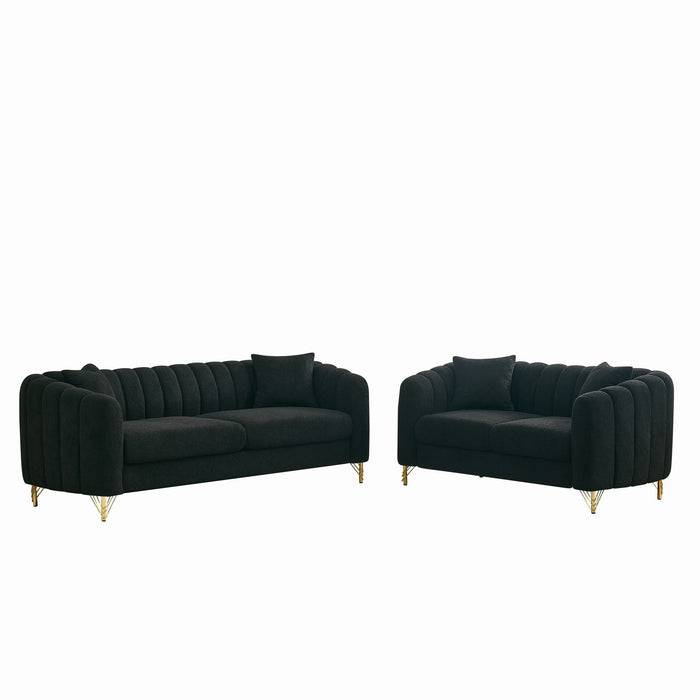Oversized Sofa, 3 And 2 Seater Deep Tufted Couch - Black