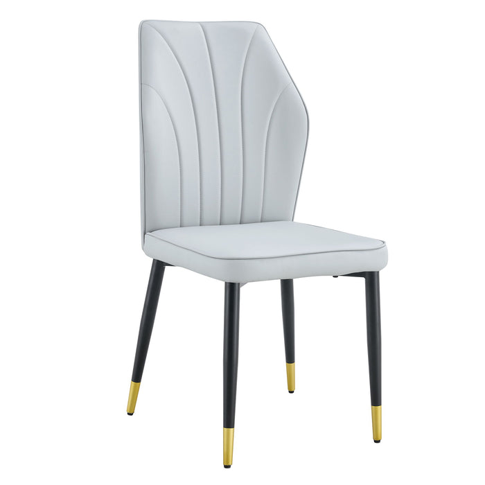 4 Modern Dining Chairs With Stylish Patterned Backrest And Metal Legs