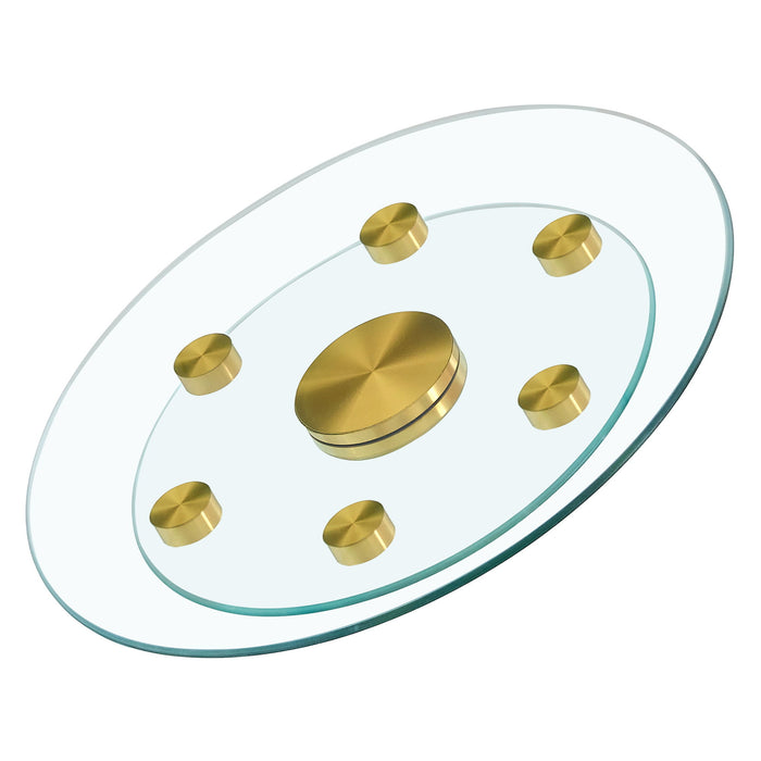 Double Layer Rotatable Round Glass Plate - Gold / Transparent