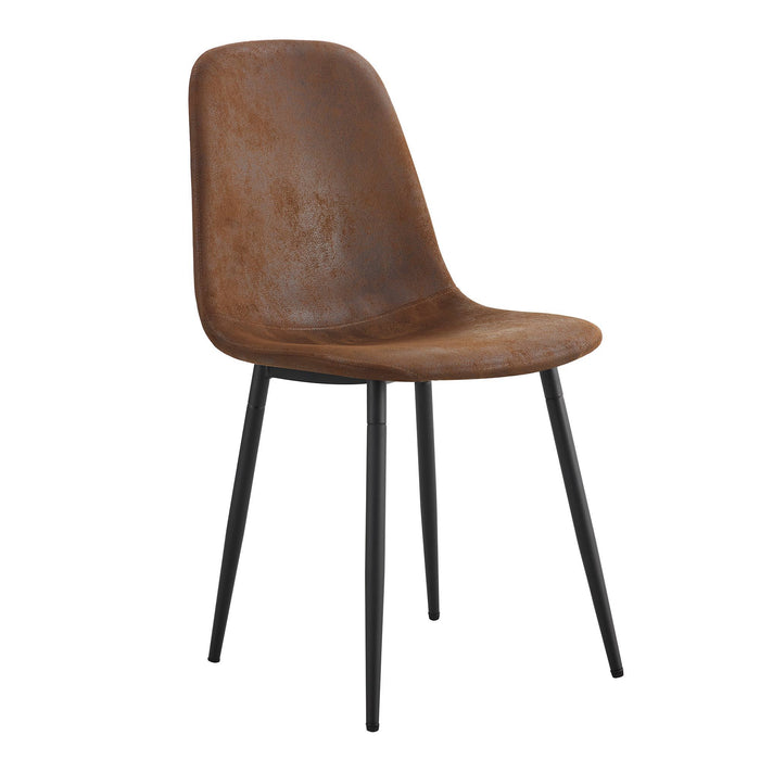 Modern Medieval Style Cushioned Side Chairs Set With Black Metal Legs For Kitchens