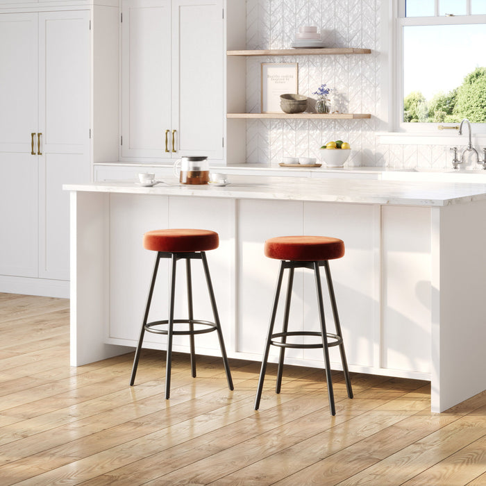 Modern Glam Upholstered Bar Stool - Rust