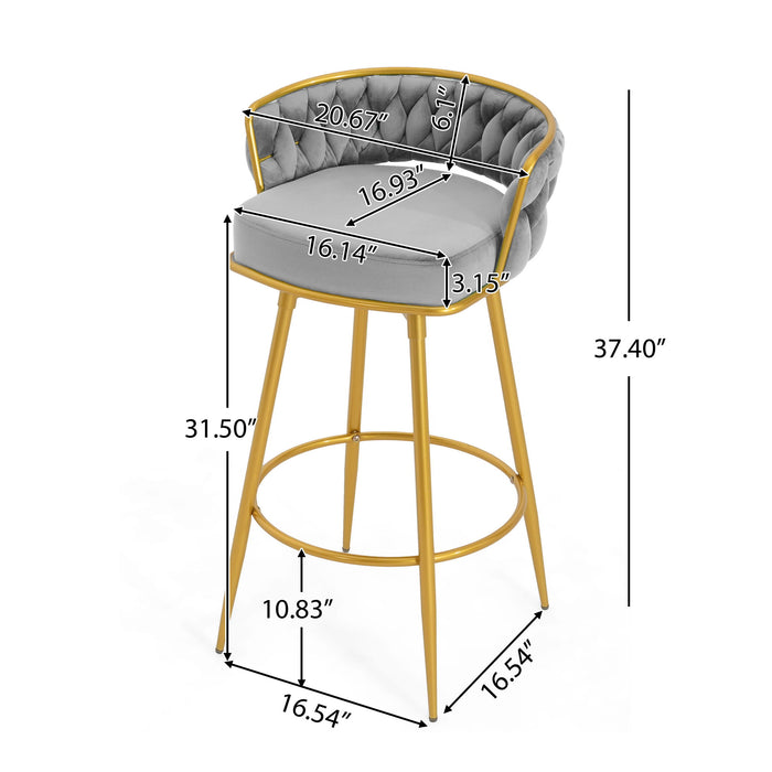 Modern Low Back Upholstered Counter Height Bar Stools (Set of 2)
