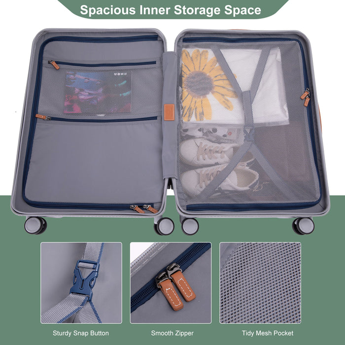 24" Luggage Lightweight Suitcase Tsa Lock USB Port Luggage Wheel