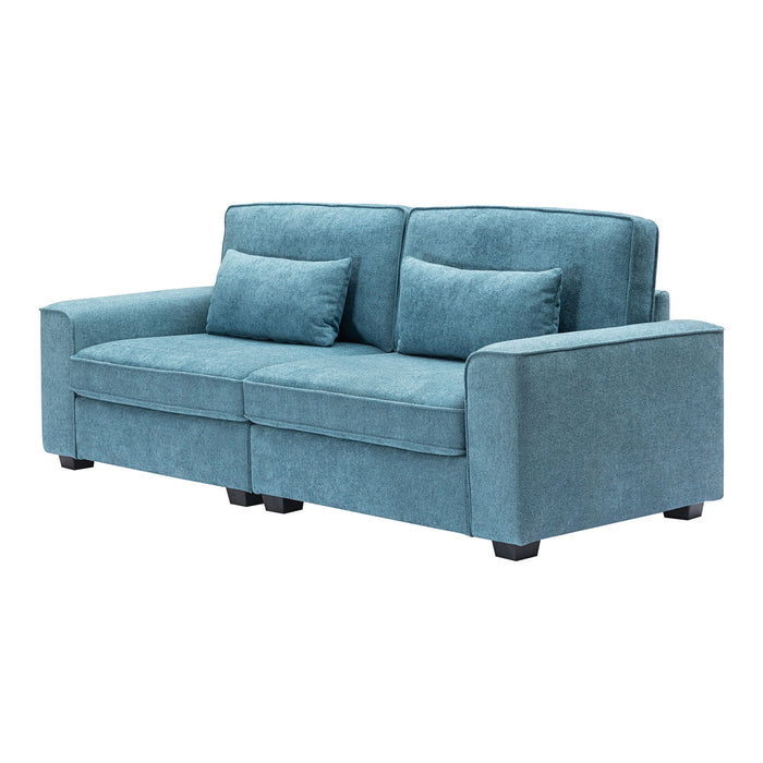 Modern Fabric Sofa With Plush Cushions, Sleek Arm Design
