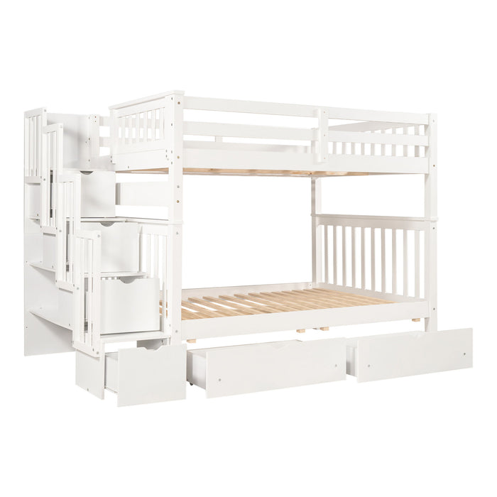 Bunk Bed With Shelves And 6 Storage Drawers