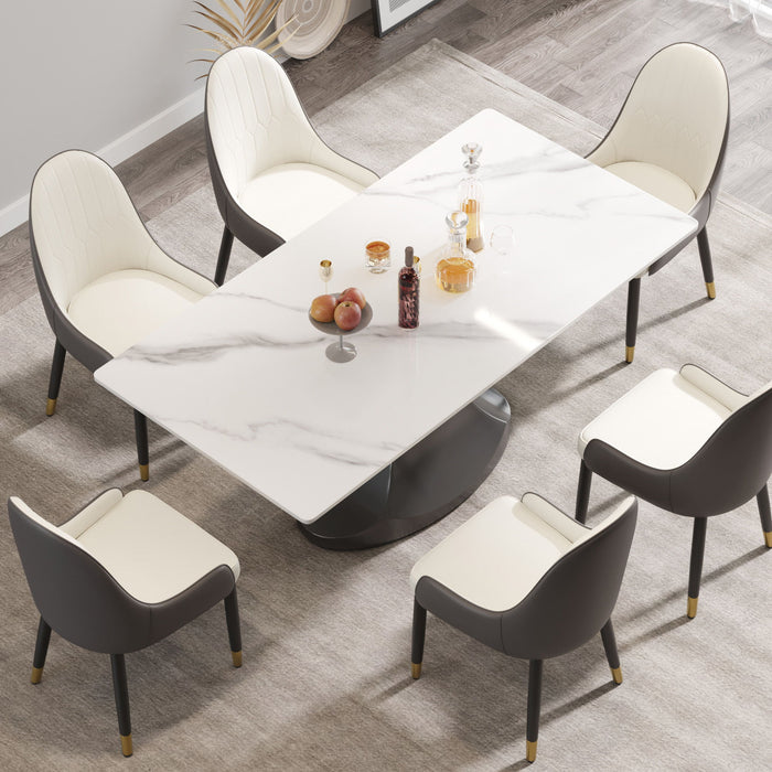 Modern Stone Panel Stainless Steel Curved Legs, Can Accommodate 6 - 8 People