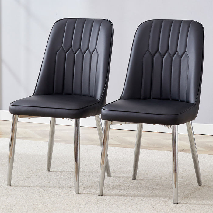 Modern 2 Dining Chairs Wit Metal Legs For Kitchen