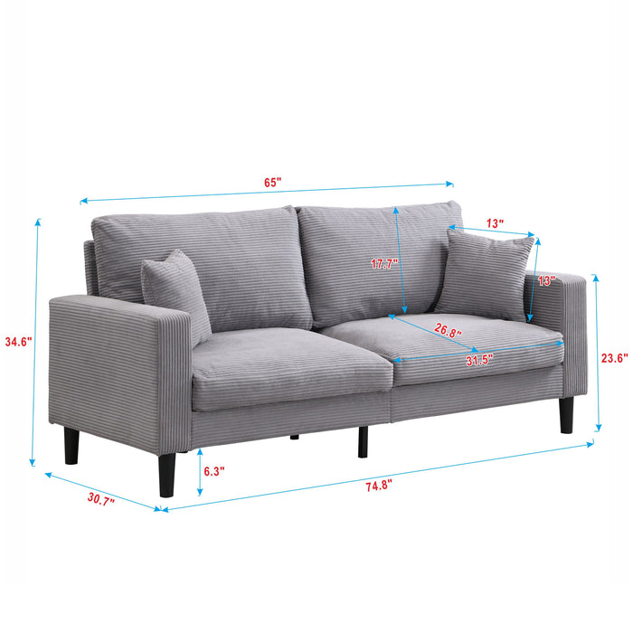 Modern Upholstered 2 Piece Sofa Set With 3 Seater And 2 Seater